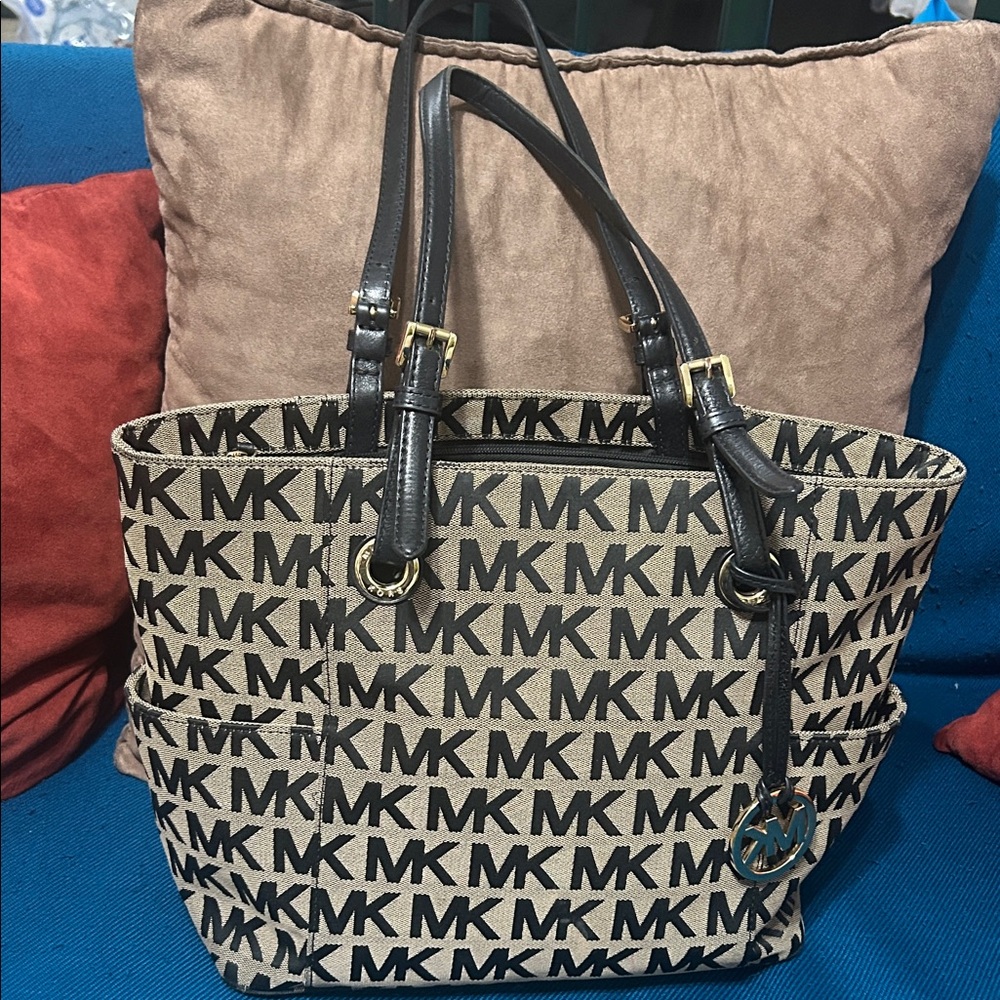 Michael Kors Signature Black and Tan Tote